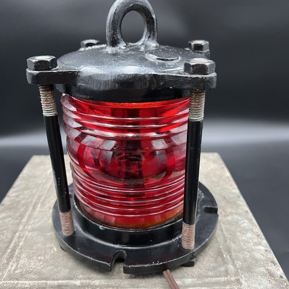Other - Vintage GE Cast Iron Marine Navigation Ship Light Red Fresnel Lens 9-8-0335-1